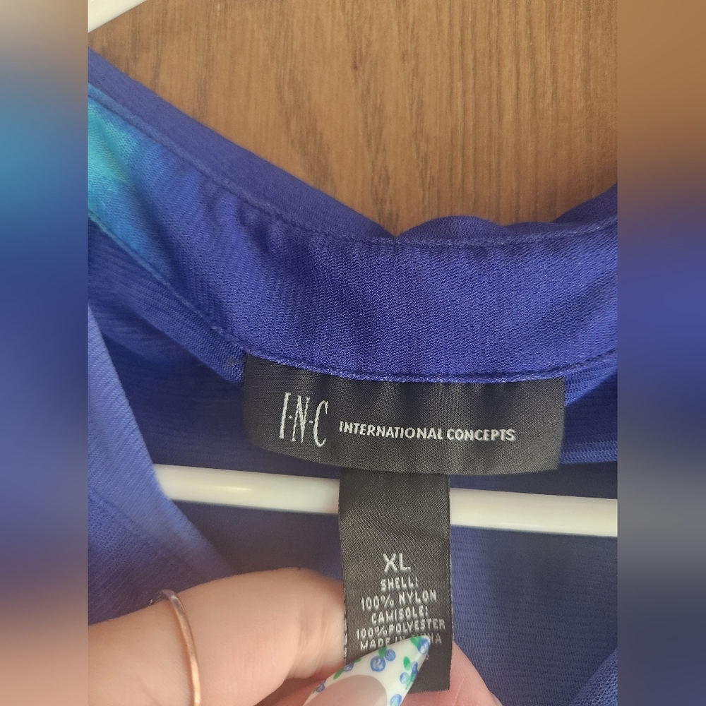 International Concepts Gradient Blue and Teal Button-Down Top - Picture 2 of 3